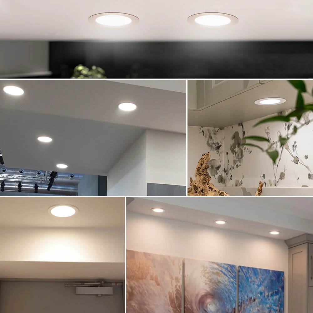 10 szt. Opraw LED wpuszczanych 220V Okrągłe Lampy Sufitowe do Sypialni, Salonu, Oświetlenie Wewnętrzne do Dekoracji Domu, Reflektor LED