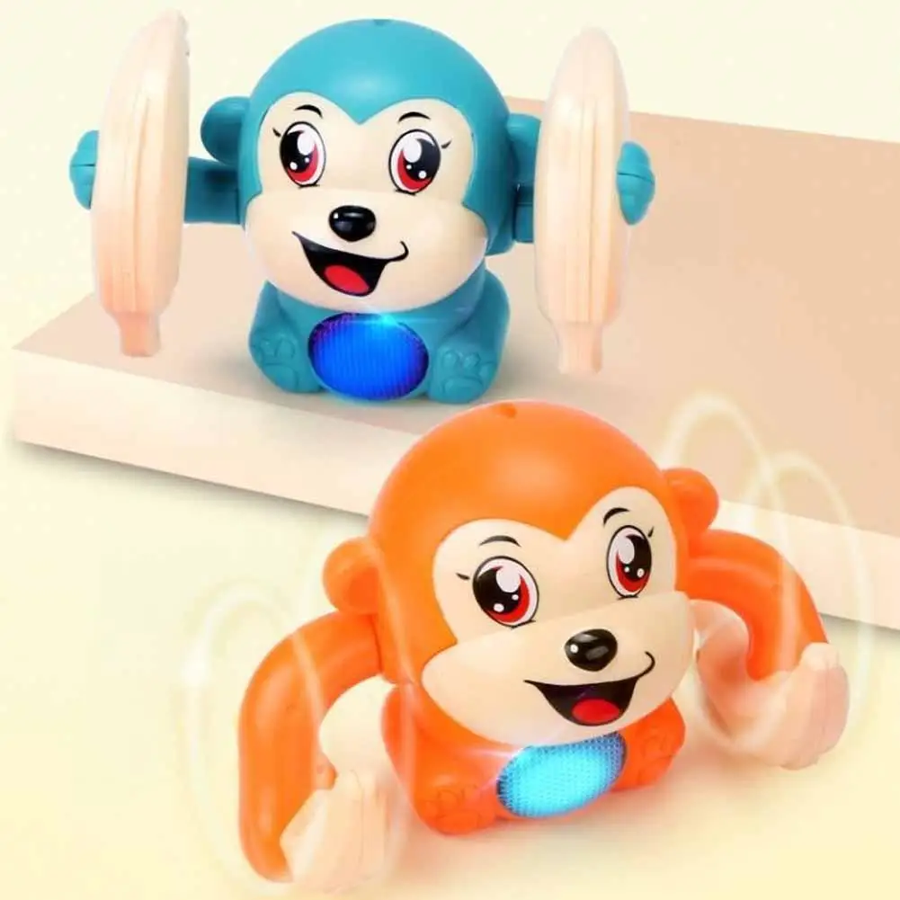 ไฟฟ้า Tumbling ลิงการเรียนรู้ปีน Induction ของเล่นเพลงลิงควบคุมการ์ตูนเสียง Rolling เด็กปริศนาของเล่น F9Y8
