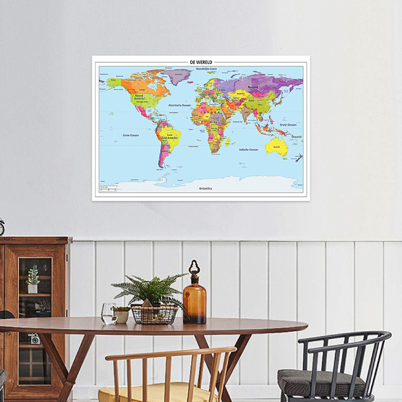 世界地図詳細ポスター、詳細ポスター、不織布キャンバス、壁アート画像、オフィス、家の装飾、学用品、150x100cm