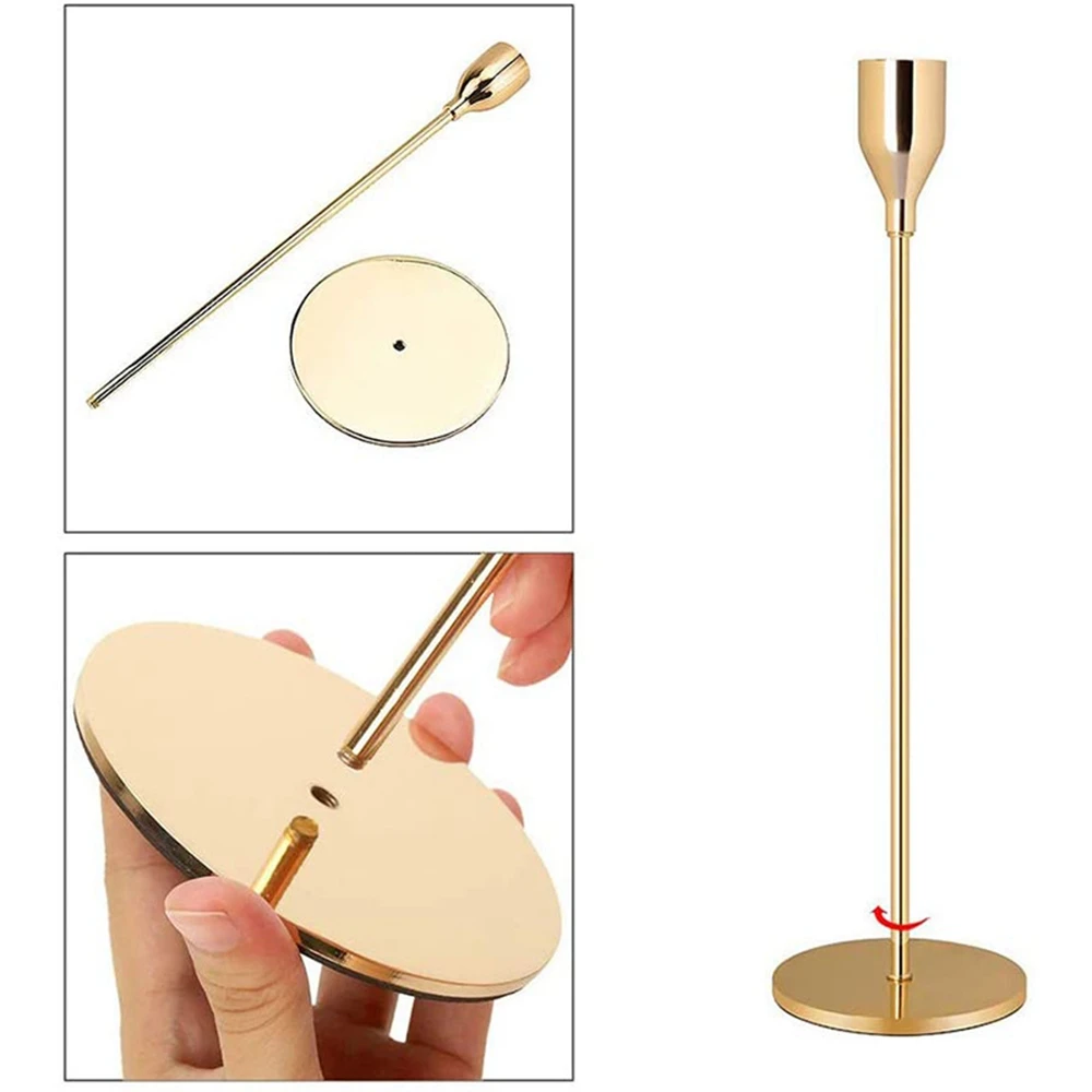 3 pçs/set estilo chinês castiçais de metal simples dourado decoração casamento barra festa sala estar decoração casa castiçal