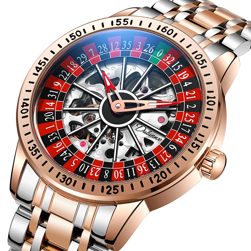 Reloj mecánico resistente al agua de marca de lujo con esfera de placa de juego para Hombre, Reloj de pulsera automático con esqueleto a la moda, Reloj para Hombre