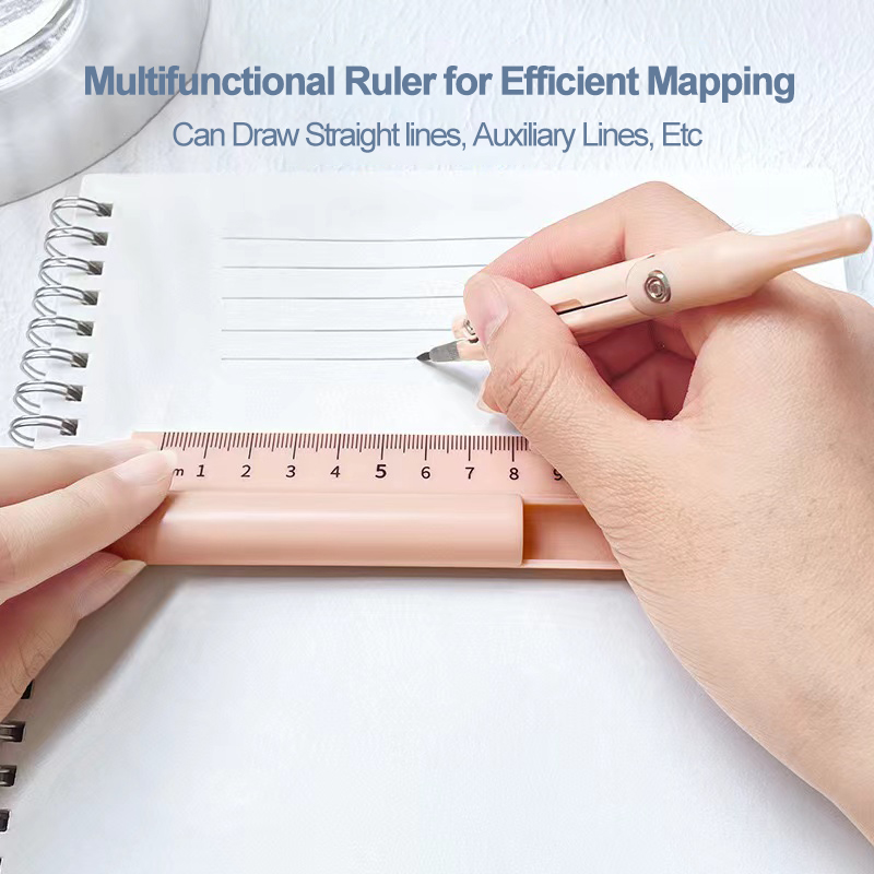 Bolígrafo con brújula multifuncional, lápiz 3 en 1, diseño de dibujo de doble uso, papelería para estudiantes, herramienta de dibujo para exámenes