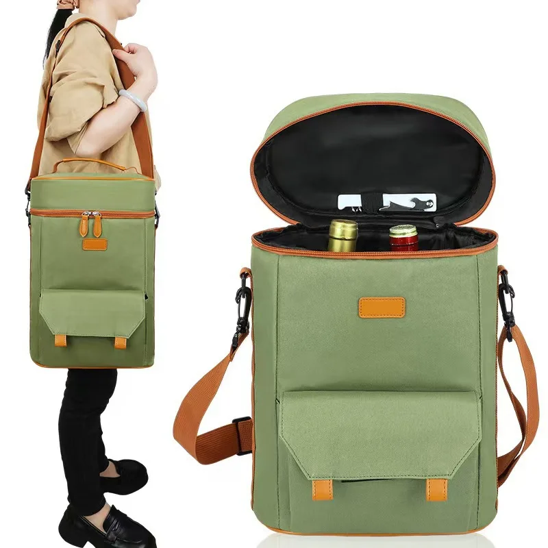 Zwei-Flaschen Wein Tote Tragbare Tasche Reise Kamera Einsatz Gepolsterte Taschen Outdoor Camping Organizer Innen Fall Strand Tragbare Handtasche