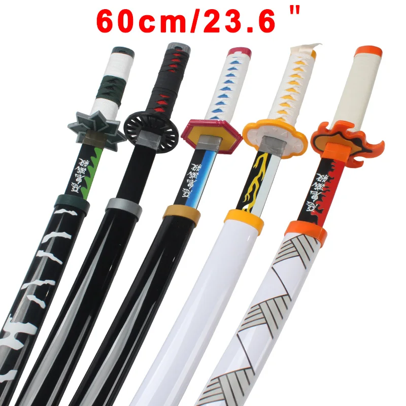 60cm/23.6in Demon Slayer Katana Anime Character Cosplay Weapons kimetsu no yaiba Tanjirou Giyuu Blue Muichirou