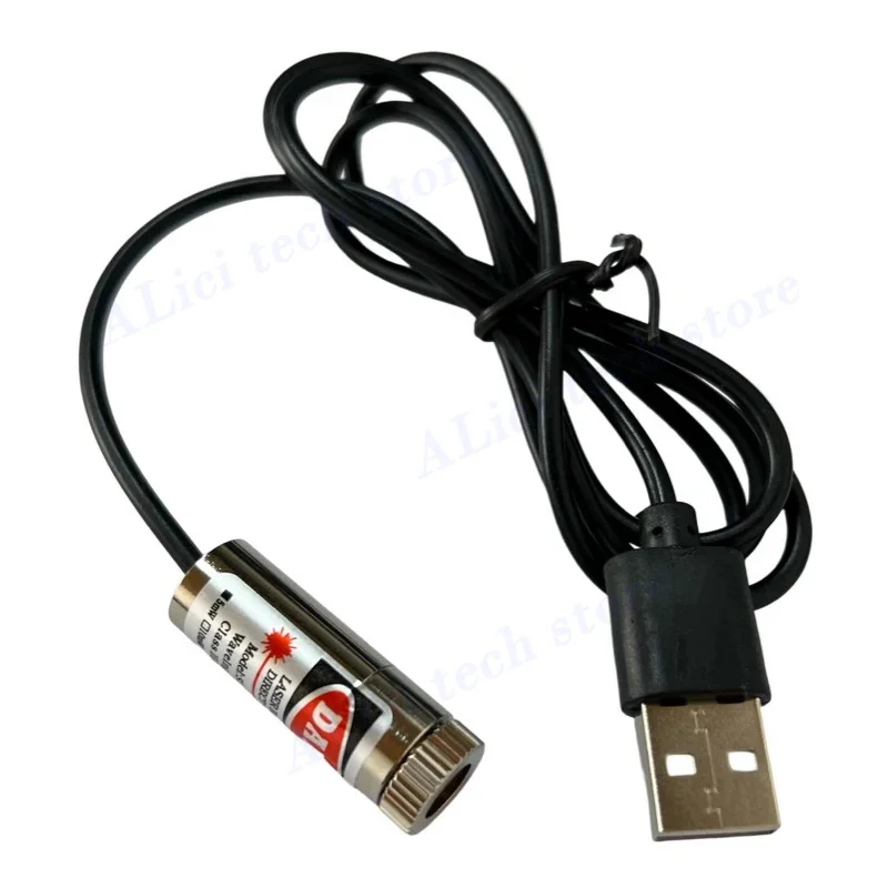 Módulo láser con conector USB, 12mm, 5mw, Enfoque Ajustable, cabezal láser de diodo rojo, nivel Industrial, línea de puntos de 650nm, ubicación de haz transversal