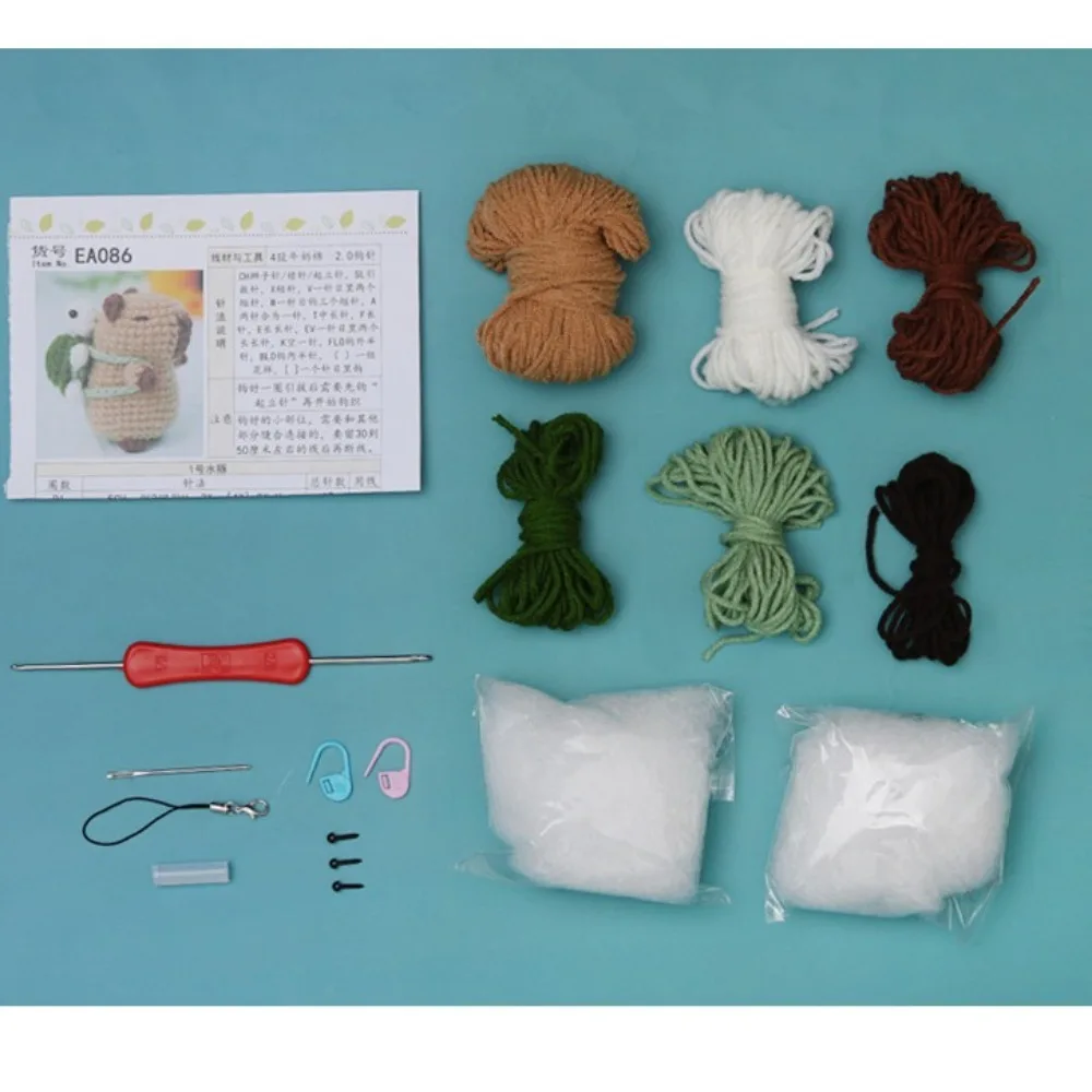 New Beginner Crochet Stuffed Animal Kit Handmade DIY Set Capybara DIY Crochet Kit with Crochet Hooks Guinea Pig Yarn Set Kit