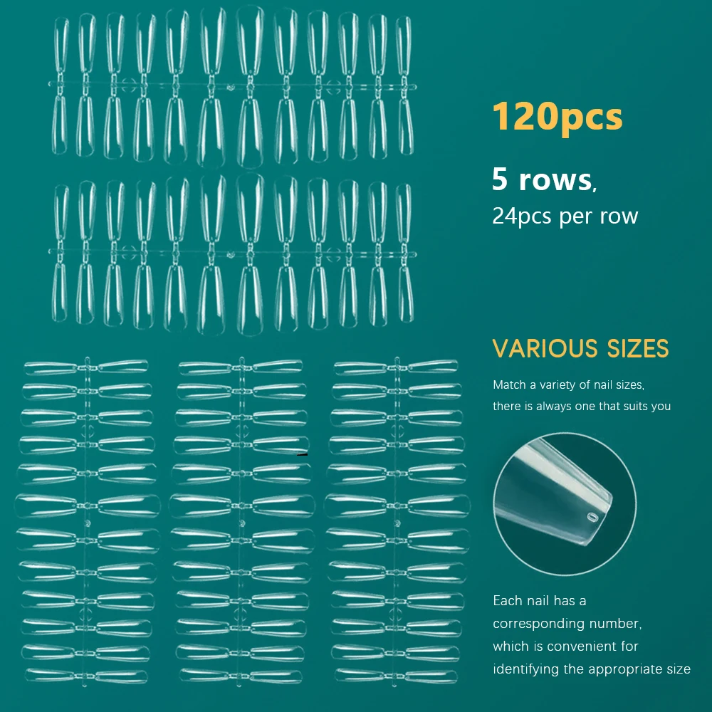 Nailpop 120 pçs unhas falsas cobertura completa imprensa em unhas caixão gel macio americano pose cápsula dicas de unhas falsas para sistema de extensão