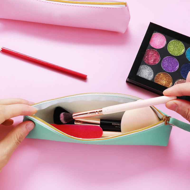 Neue PU Leder Zipper Stift Bleistift Tasche Einfache Vintage Farbe Fall Lagerung Beutel für Stifte Schreibwaren Schule Mini Bleistifte Tasche