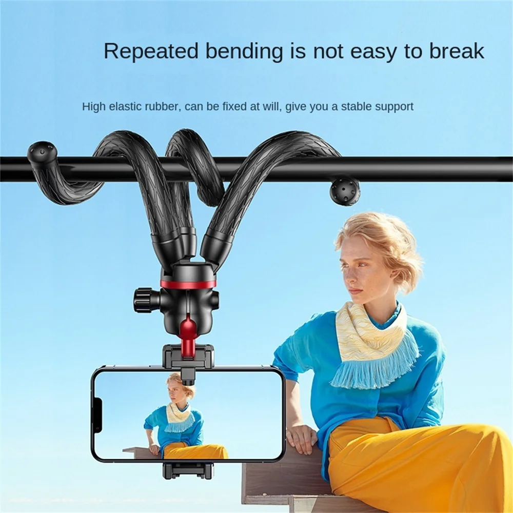 FANGTUOSI Soporte de trípode de pulpo flexible para soporte móvil DSLR Trípode de diseño 2 en 1 con soporte ajustable Zapata fría Tornillo de 1/4''