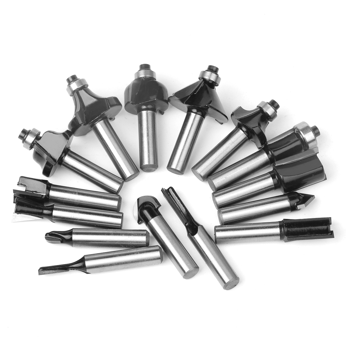 15pcs 8mm Shank  Router Bit Set Trimming Straight Milling Cutter for Wood Bits Tungsten Carbide Cutting Woodworking