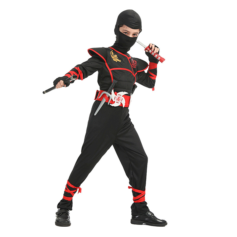 Jongens Ninja Deluxe kostuum voor kinderen met wapentaccessoires Kung Fu-outfit voor kinderen Halloween-ideeën Geschenken met bajonetspeelgoed