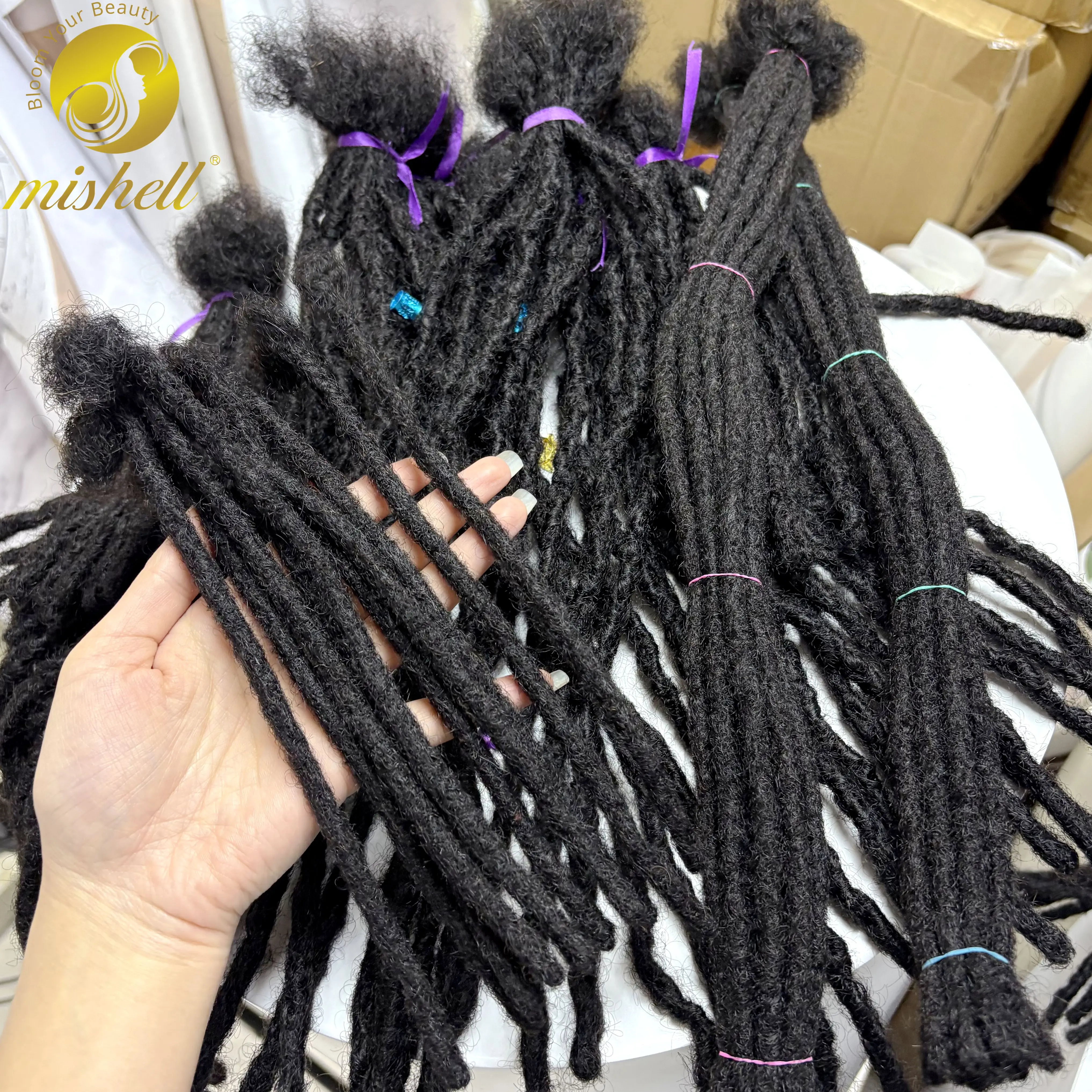 Loc extensão de cabelo humano com pontas encaracoladas 8-14 polegadas 100% cabelo humano artesanal inter loc dreadlock extensão para homens mulheres crianças