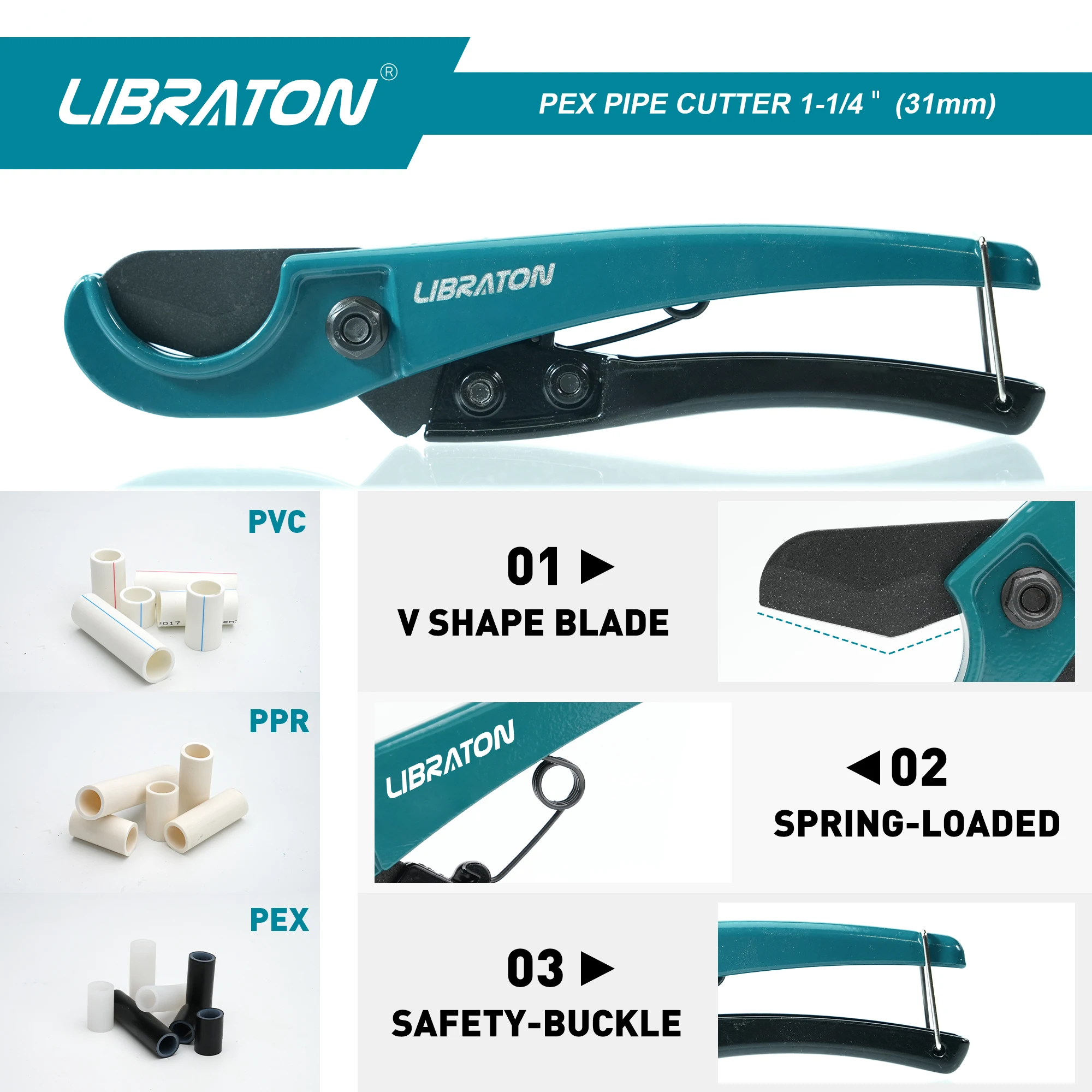 เครื่องตัด libraton PEX 31มม. เครื่องตัดท่อ PEX เครื่องตัดท่อ PEX 1.25นิ้วเครื่องตัดท่อ PEX สำหรับพลาสติก PEX PVC PPR