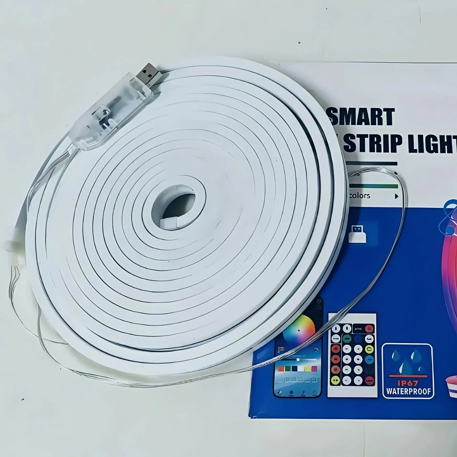 5V neon strip lamp, RGBIC Bluetooth neon Led strip lamp, 2M, 2M 3M 5M LED flexible strip lamp are used for room wall decoration.
