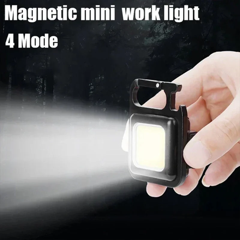 ポータブルキーホルダーライトミニ多機能キャンプ懐中電灯 USB 充電式作業 LED 高輝度 COB ポケットクリップランタン 1-10 個