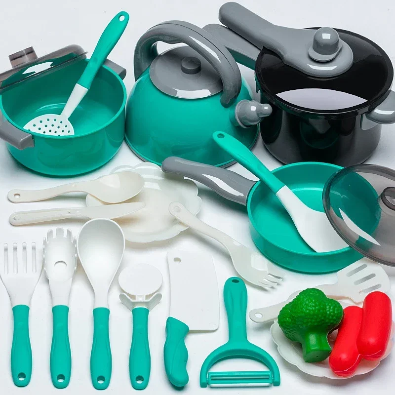 28 pezzi Mini accessori da cucina Set di giocattoli da cucina per bambini Fai finta di giocare con la cucina Pentole per alimenti Simulazione di giocattoli da cucina