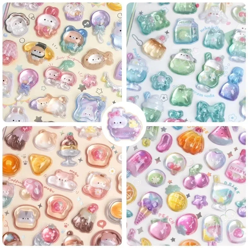 Funny Sweet Furit Ice Cream Pets Drop 3D Relief Sticker Scrapbooking Diy Diary Decor Journaling Stationery Kawaii Stickers