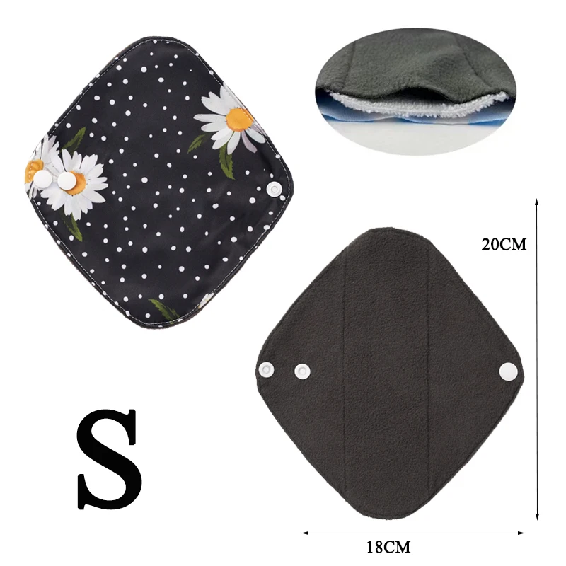 10PCS Small Size Bamboo Charcoal Reusable Sanitary Pads Daily Light Flow Panty Liner Incontinence Period Washable Menstrual Pads