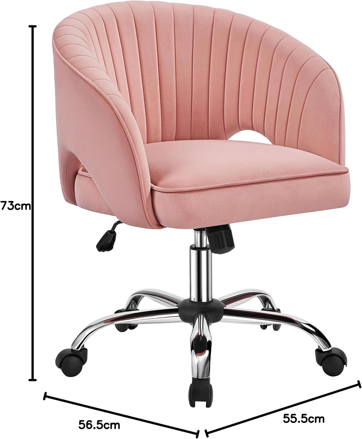 de Oficina Terciopelo Silla con Rudas para Trabajo Altura Ajustable Tapizada de Terciopelo Ro