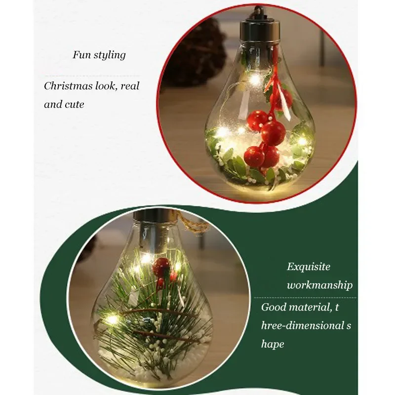 หลอดไฟ LED ตกแต่งคริสต์มาส1ชิ้น, ไฟแขวนประดับคริสต์มาสงานเลี้ยงสังสรรค์ในบ้านงานแต่งงานปีใหม่ lampu tidur ใส