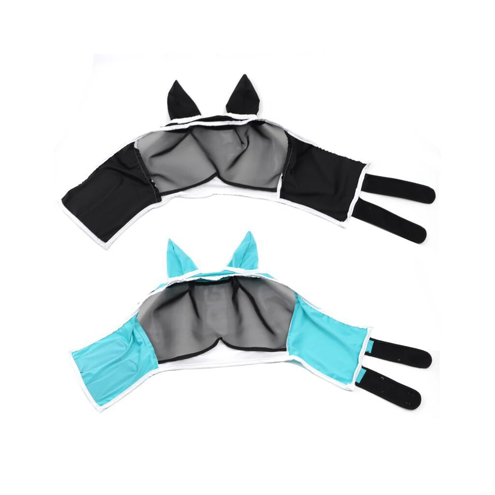 Translucent Breathable Horse Fly Mask with Ears and Nose Anti-mosquito Horse Hood Suitable for Small, Medium and Large Horses