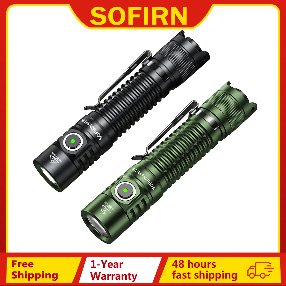 Sofirn SP31 V3.0 Powerful Tactical Flashlight SST40/519A 2000lm 18650 LED Torch USB C Rechargeable Light Lamp with Dual Switch