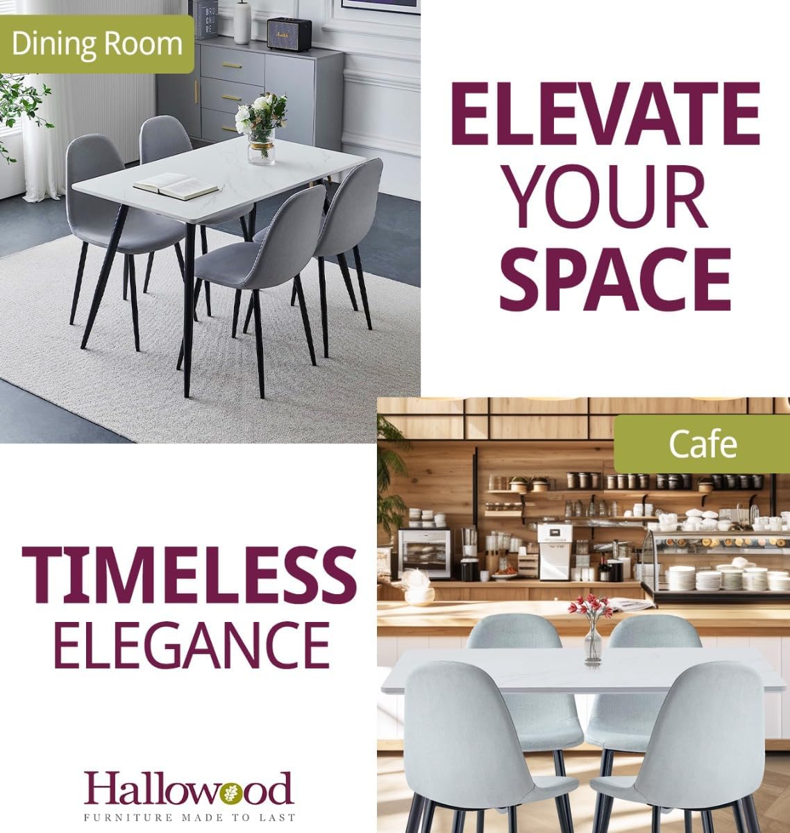 Furniture Cullompton Small Table, Rectangular Dining Table, Kitchen Table with White Marble Effect Top and Black Legs,