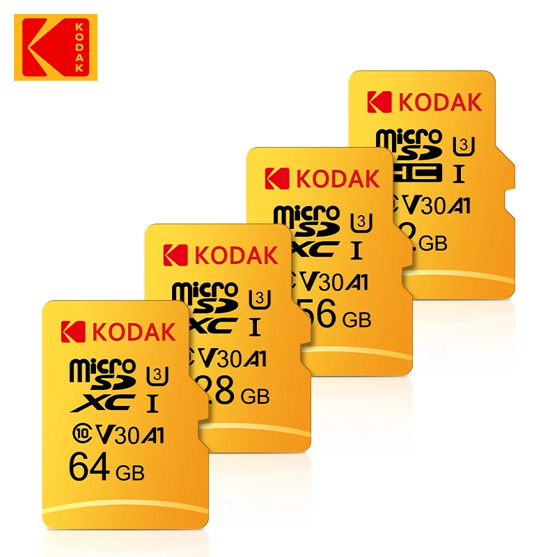 Original KODAK 32GB 64GB 128GB 256GB 64GB U3 4K Micro TF SD การ์ด 64G SDHC Mini microsd UHS-I C10 TF Trans Flash การ์ด