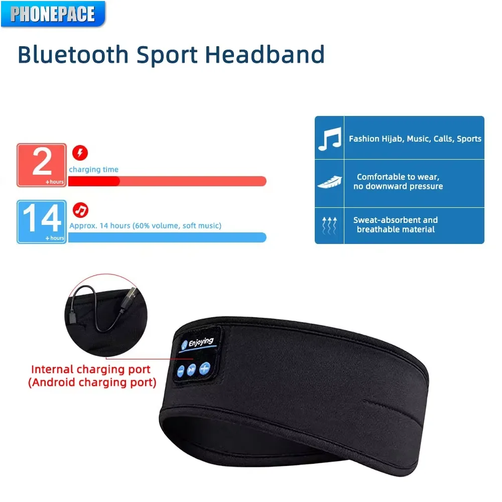 Auriculares Bluetooth, diadema deportiva para dormir, auriculares inalámbricos elásticos, máscara para ojos de música, auriculares inalámbricos con Bluetooth, diadema