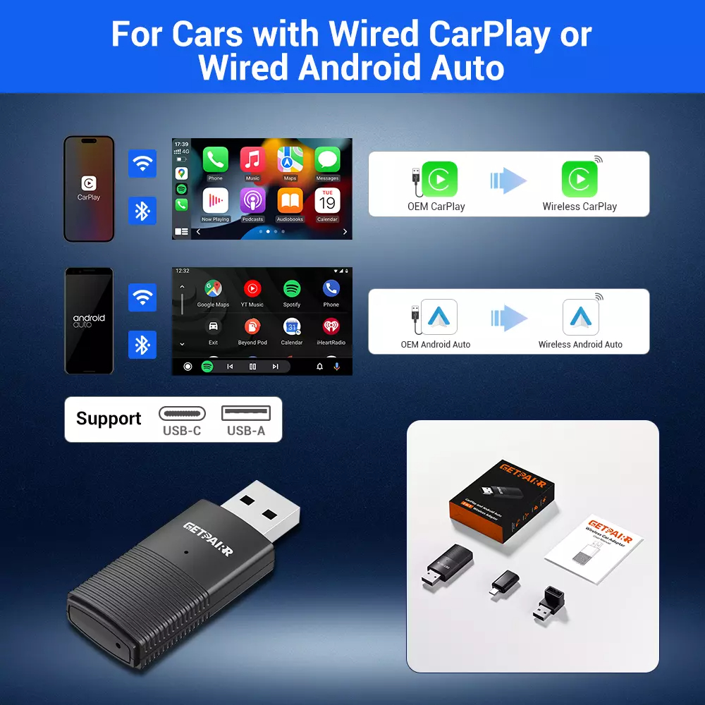 GetPairr беспроводной адаптер CarPlay Android Auto Smart Mini Box Plug and Play Wi-Fi быстрое подключение для Benz Chevrolet Ford Honda