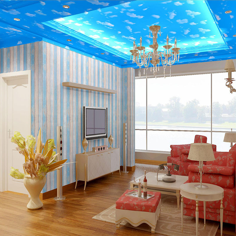 Céu azul 3d papéis de parede diy auto adesivo decoração para casa adesivos de parede à prova dwaterproof água sala estar fundo mural casca e vara