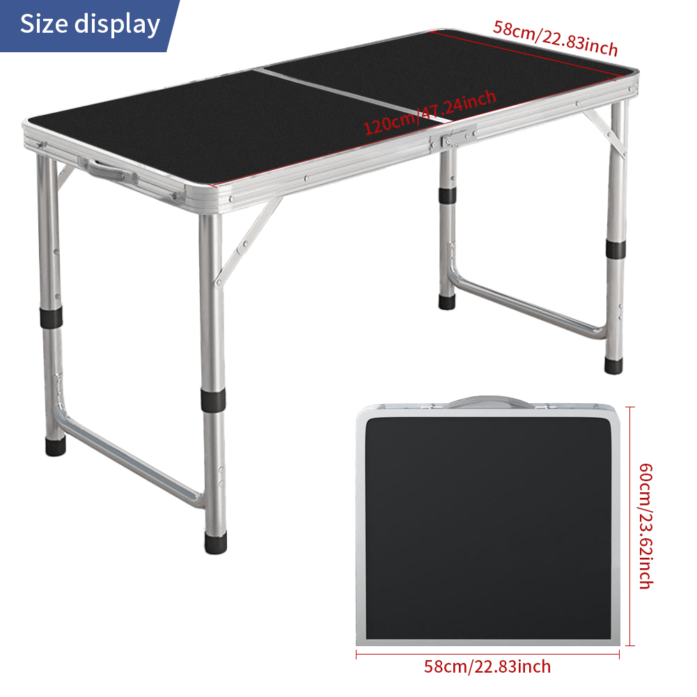 Folding Camping Table, Adjustable Height Small Folding Table Portable Camp Tables for Outdoor Camp Garden Picnic BBQ Dining