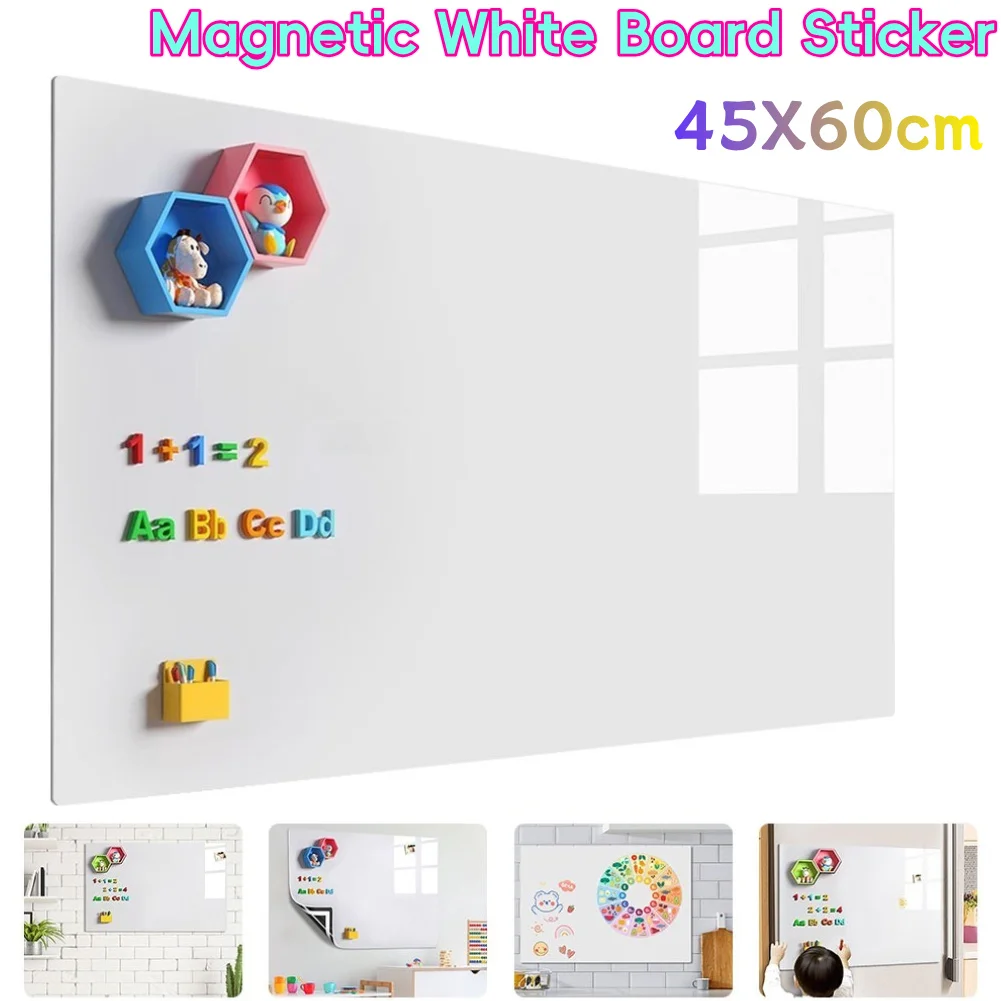 45 x 60 cm magnetischer weißer Tafelaufkleber, magnetisches Whiteboard, trocken abwischbar, weiches, flexibles Pad, Kühlschrankaufkleber, Memo-Nachrichtentafel