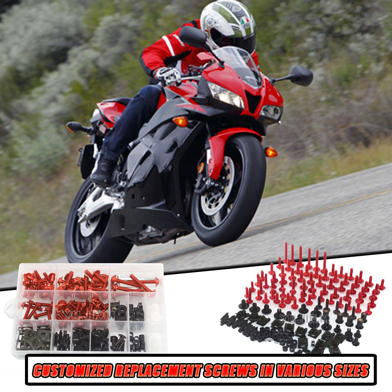 ホンダcbr 600rr 1000rr 250rr 650r 500r 600r,cbr 600 f2 f3f4iに適したオートバイ用カスタムフェアリングスクリューキット,フロントガラス