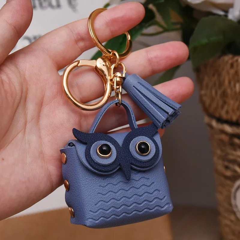 1 PC carino portachiavi gufo portamonete mini borsa da scuola portachiavi per auto ciondolo portafoglio da donna portamonete in pelle PU portamonete portachiavi