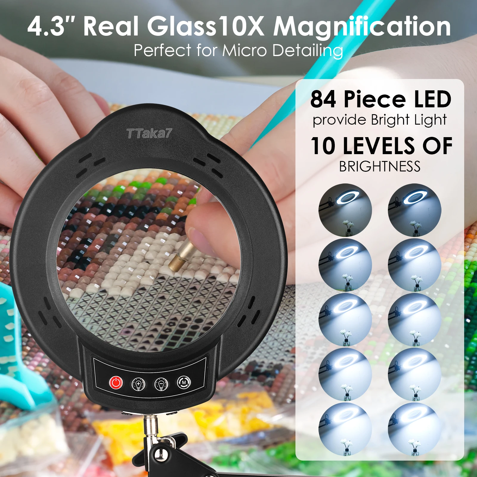 4.3" Real Class 10X Magnlification Stepless pimming 5 Color Mode 84 Of Them LED 10 Levels Provide Bright Light Brightness