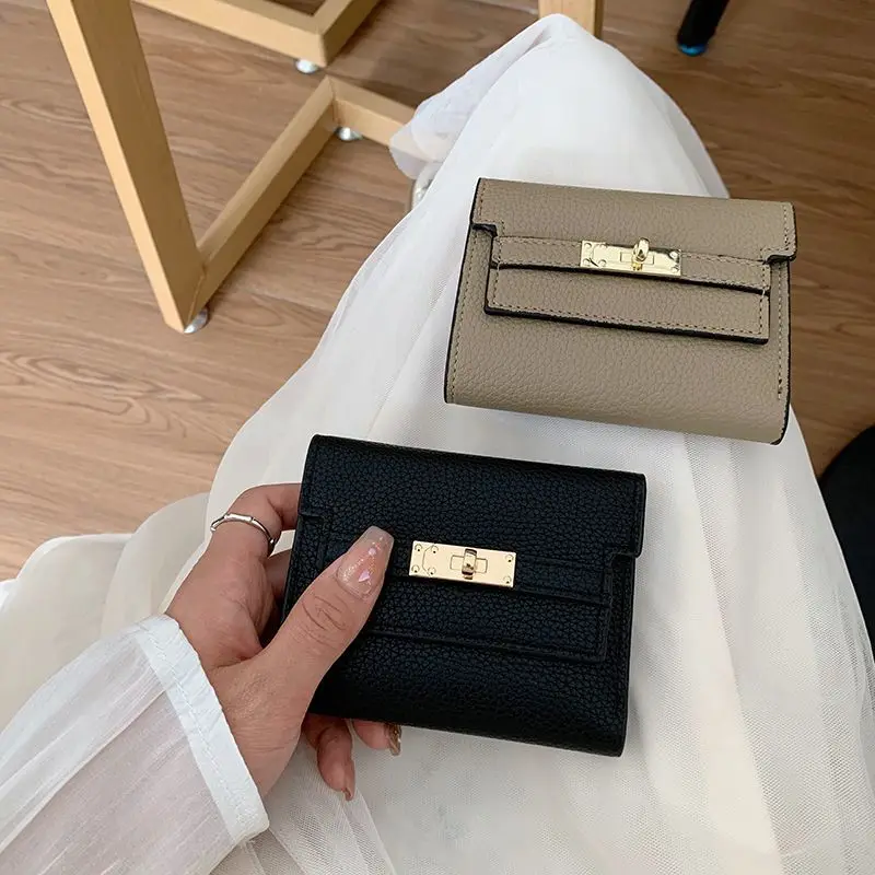 Monedero de moda para mujer, Mini billetera portátil para mujer, monedero, bolso de mano para mujer, tarjetero de lujo, bolso de mano corto plegable pequeño