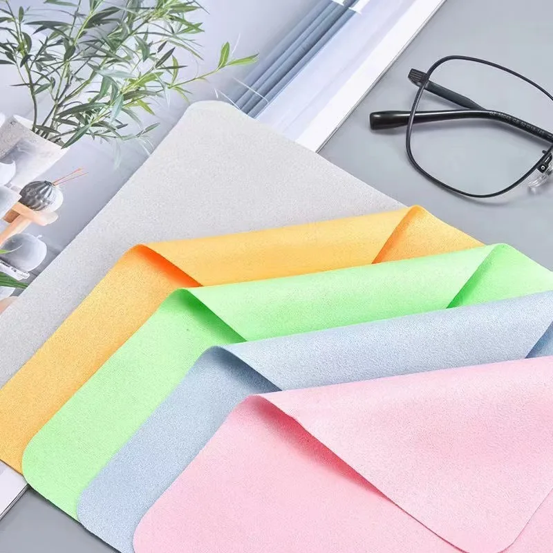 Paño de limpieza para gafas, 5 uds., microfibra adaptable para pantallas, lentes, gafas de nailon o Polaroid, 15x18cm, Color aleatorio