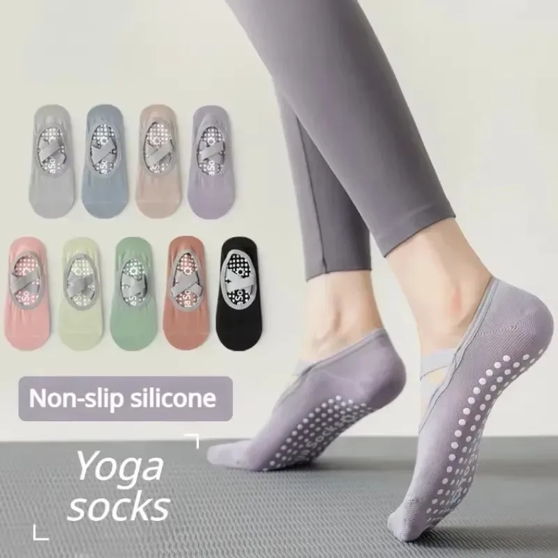 Pilates Yoga Socks Non-Slip Woman Socks Sports Fitness Silicone Breathable Summer Bandage Dance Ballet Solid Cycling Running