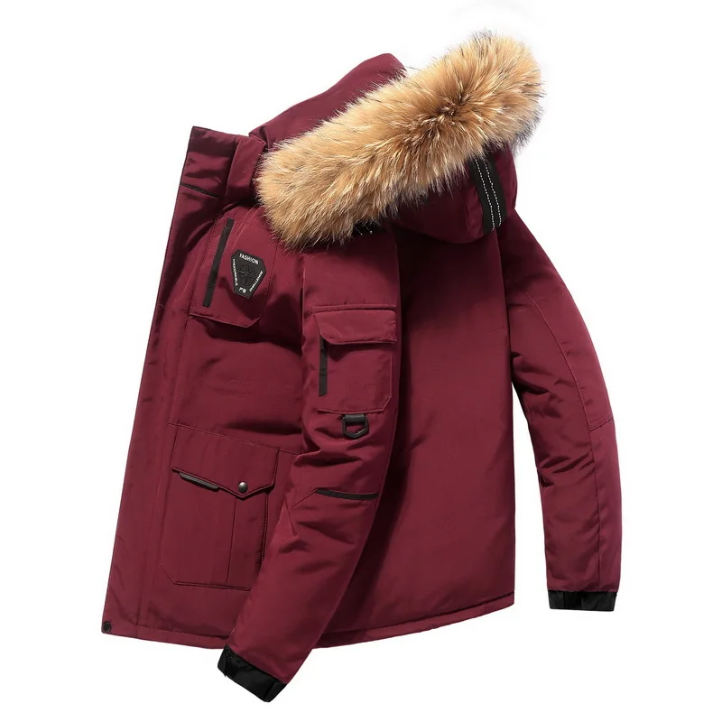 Heren Capuchon Eendendons Jassen Bontkraag Donsjacks Winter Casual Donsjassen Kwaliteit Mannelijk Buiten Winddicht Winter Warm Parka 'S 4x