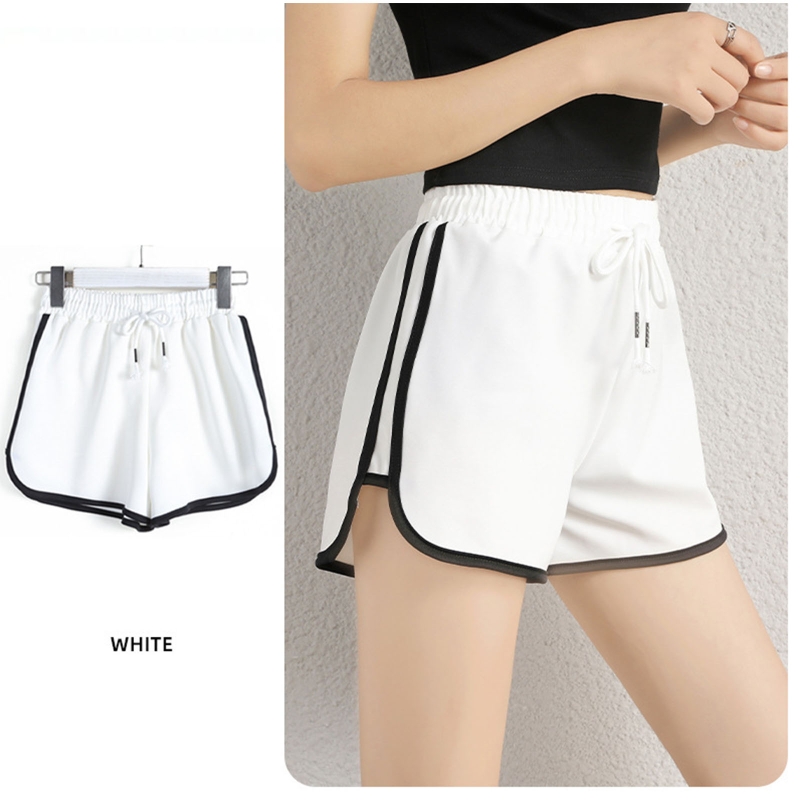 Mulher mais tamanho atlético esporte shorts drawstring yoga dança golfinho calças curtas