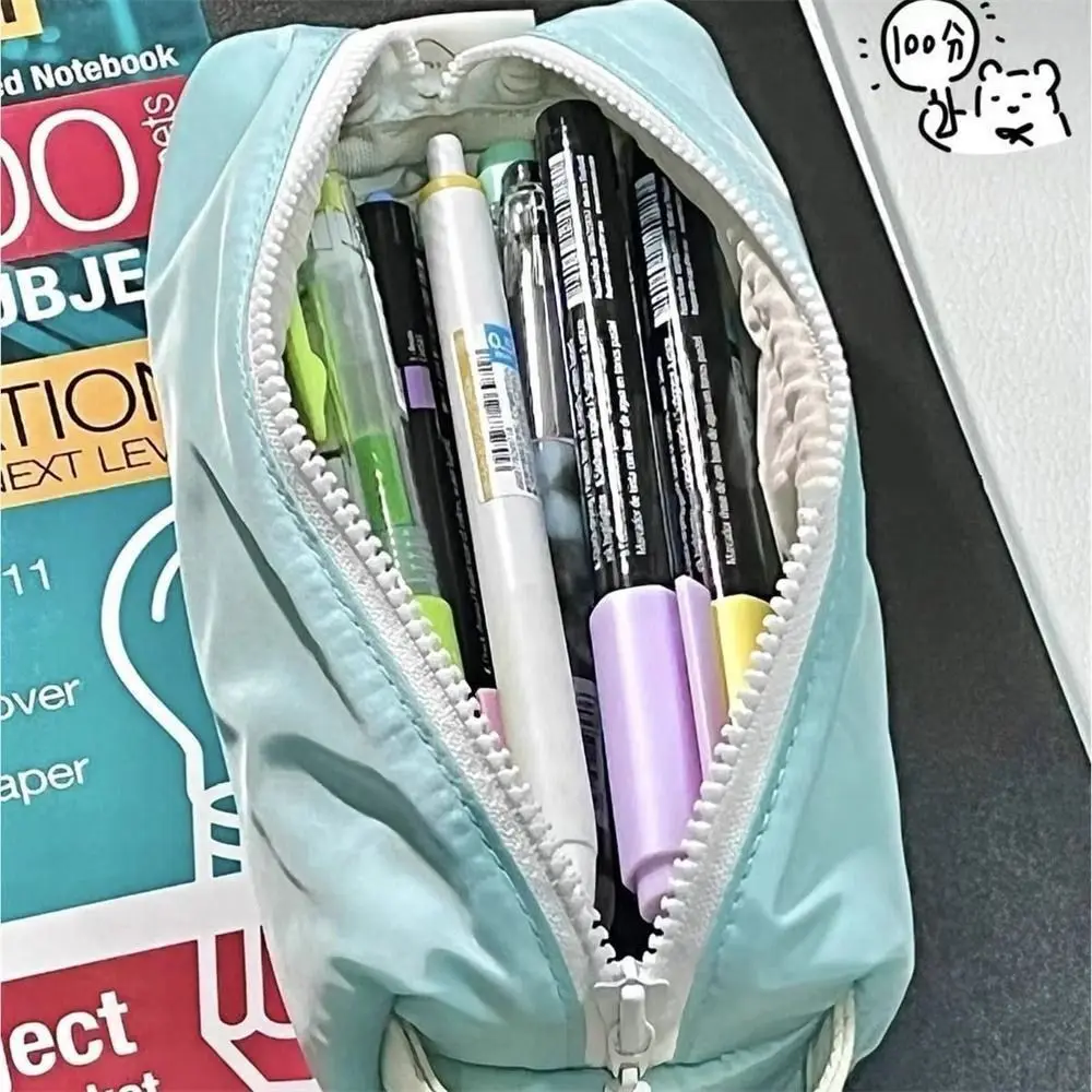 Multi-function School Pencil Cases Stationery Storage Bag Portable Large-capacity Pen Bag Pencil Case Pencil Bag Macaron Color