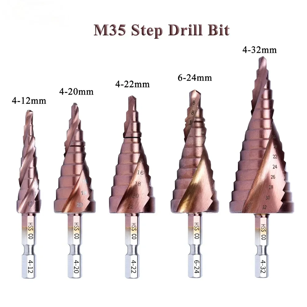 M35 5% Coban HSS Mũi Khoan HSS CO HSSCO Thép Tốc Độ Cao Hình Nón Chuôi Lục Giác Mũi Khoan Kim Loại bộ Dụng Cụ Khoét Lỗ Cắt Cho Chân Kính