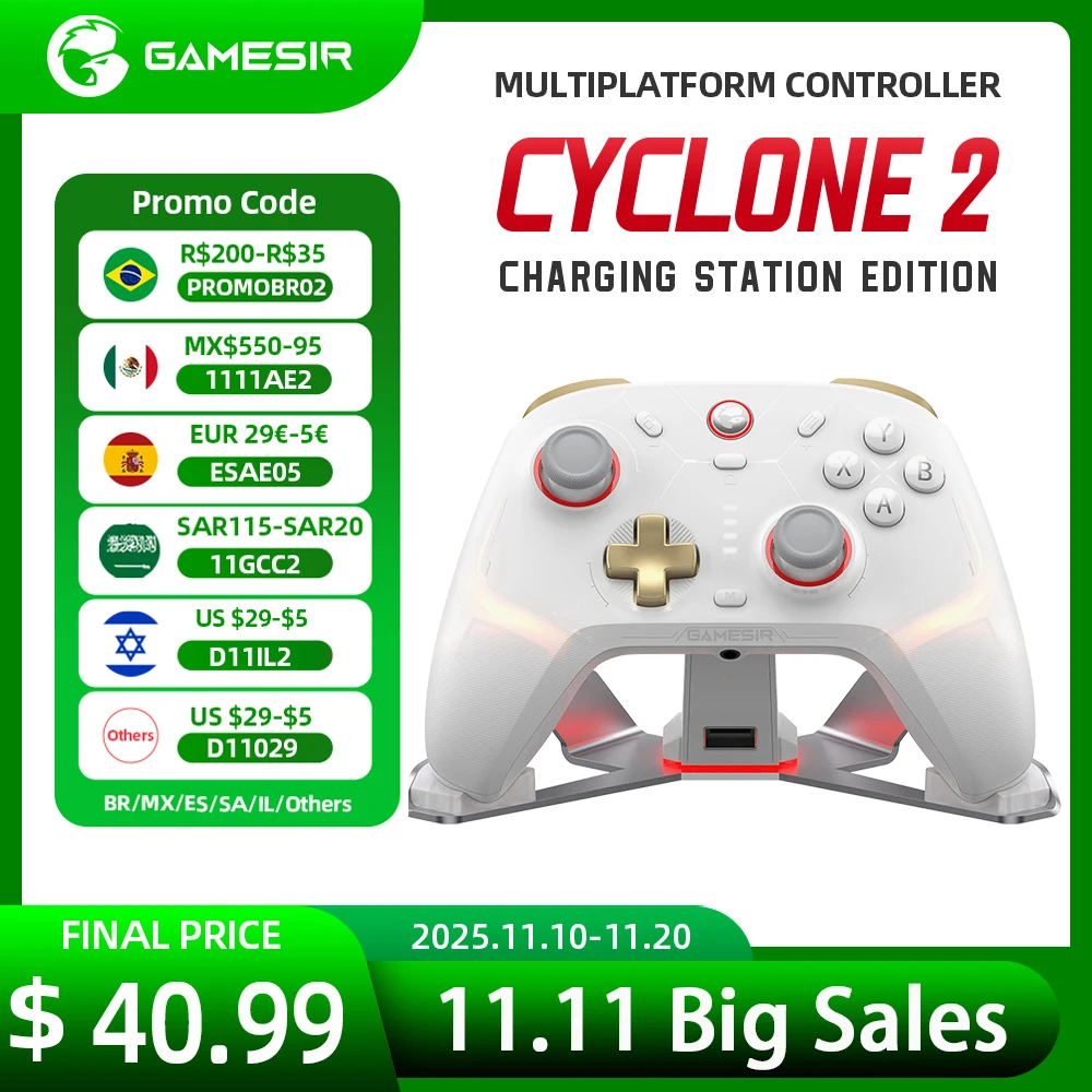 Беспроводной профессиональный контроллер GameSir Cyclone 2, джойстики с эффектом Холла, Bluetooth-геймпад для Nintendo Switch, iPhone, Android и ПК