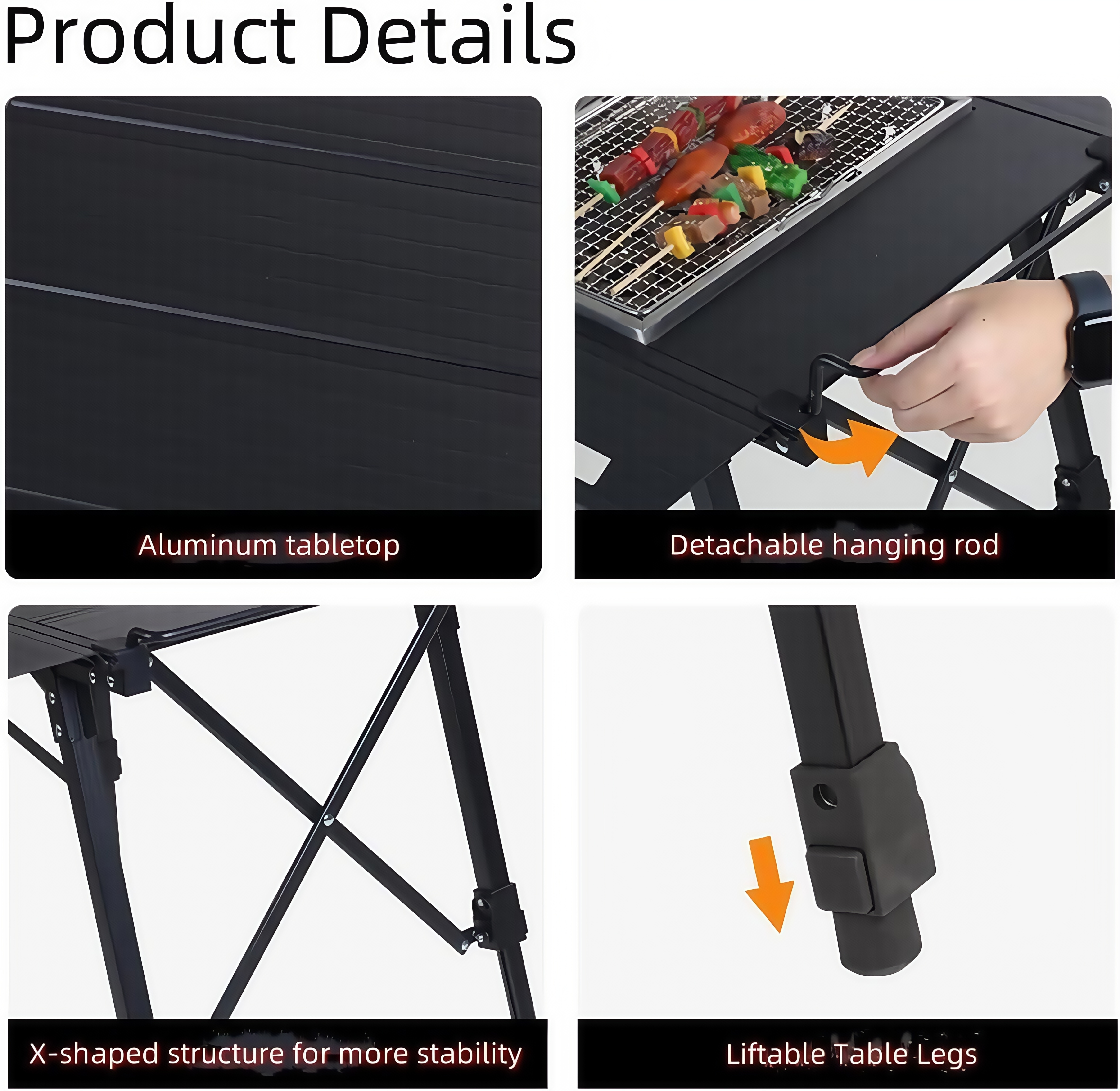 Mesa de camping plegable y extensible Mesa de barbacoa y patchwork modular multifuncional