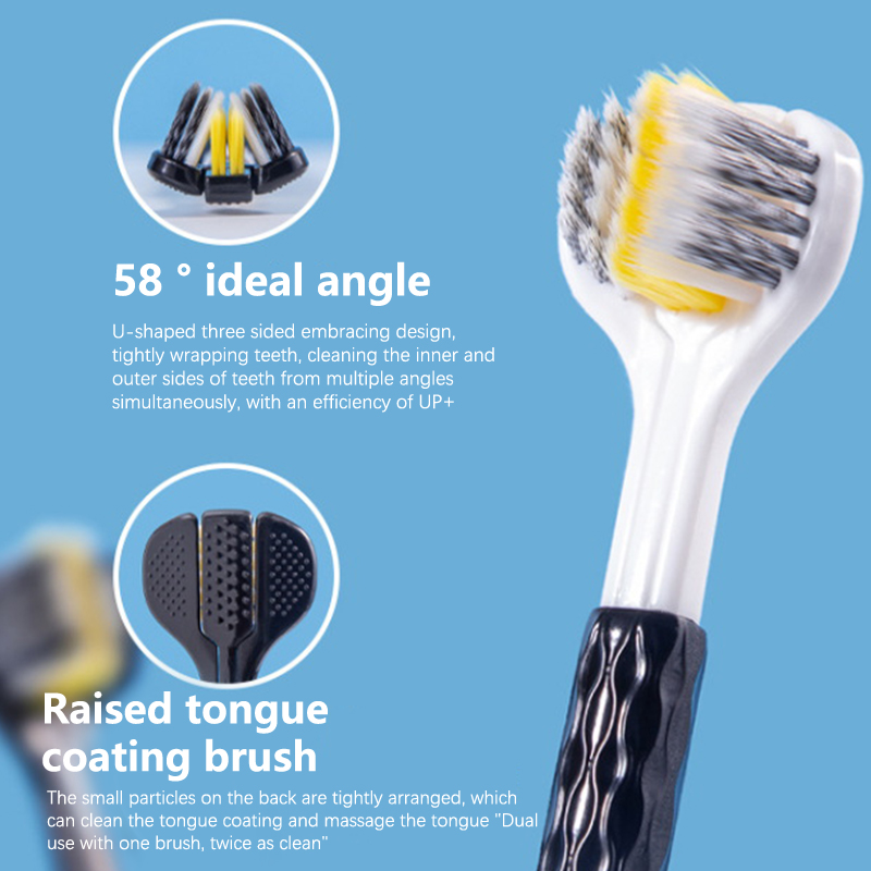 Cepillo de dientes de pelo suave de tres lados, cepillo de dientes para adultos, cerdas suaves ultrafinas, cepillo de dientes para el cuidado bucal, limpieza de la salud bucal