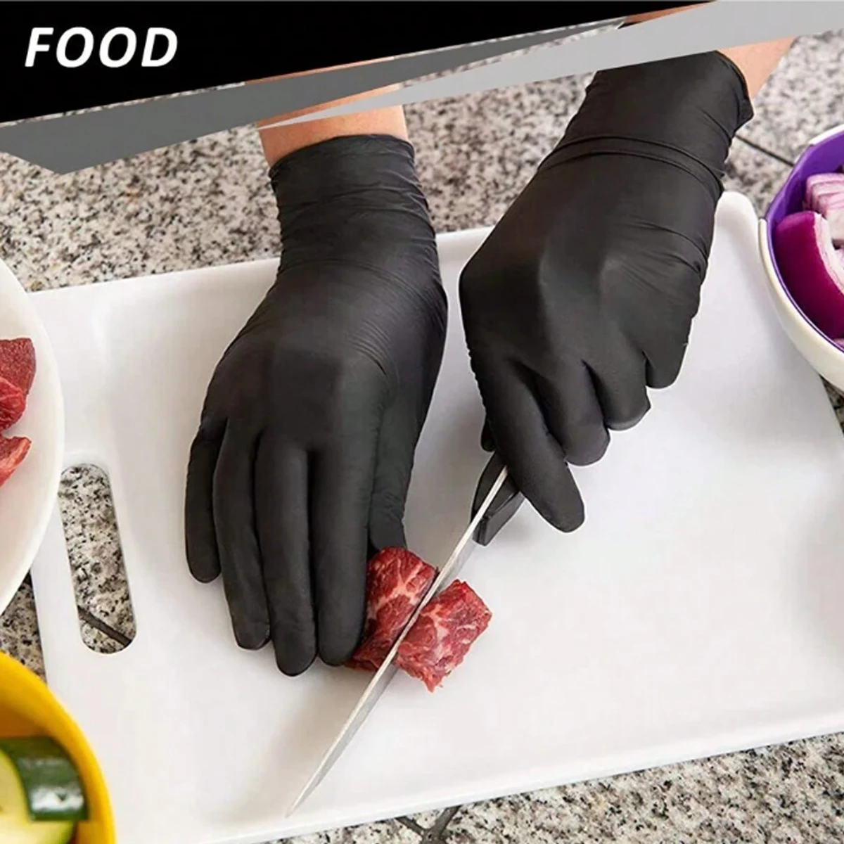 Guantes desechables de nitrilo puro negro, guantes duraderos para limpieza del hogar, adecuados para limpieza de cocina, tatuajes, salones de belleza