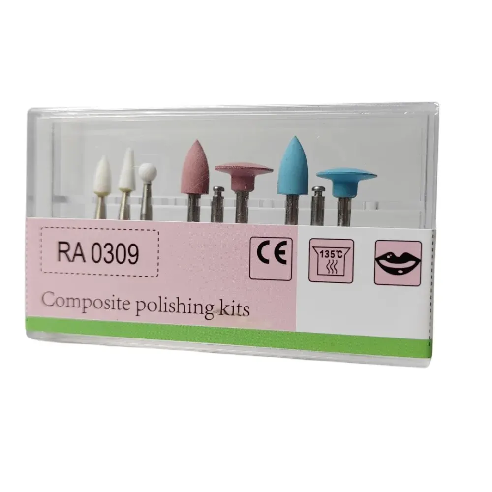 9 ชิ้น/กล่องทันตกรรมคอมโพสิตขัดสําหรับ Low Speed Handpiece Contra มุมชุด RA0309 เรซิ่นขัดชุดขัด