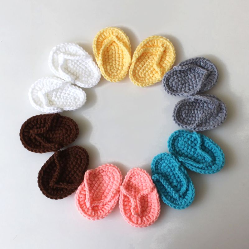 Pantoufles faites à la main pour nouveau-né, accessoires de photographie, mini crochet, chaussures pour bébé, A2UB