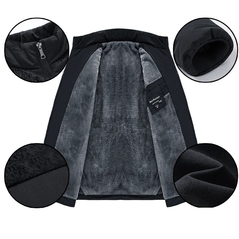 Puffer Jacket Men's Plush Thickened Parkas Stand Collar Jacket Men's Coat Winter Warm Thick Zipper Coat Padded Overcoat for Men